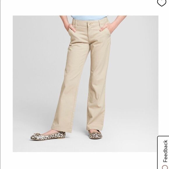 Cat & Jack Tan School Pants Girls Size 10 Plus - Picture 1 of 14